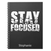 Fokussiert bleibe | Motivierend Satz mit weißem Te Notizblock (Vorderseite)