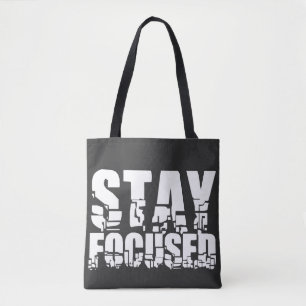 Fokussiert bleibe   Motivierend Satz mit weißem Te Tasche
