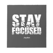 Fokussierte Motivierend Phrase mit Typografie blei Notizblock (Vorderseite)