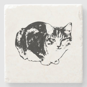 Fokussierter Cat Ink Art Untersetzer