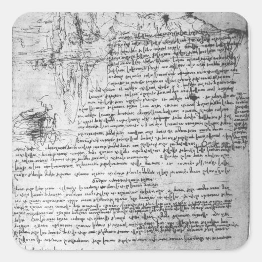 Fol.145v-b, Seite von Da Vincis Notebook Quadratischer Aufkleber (Vorderseite)