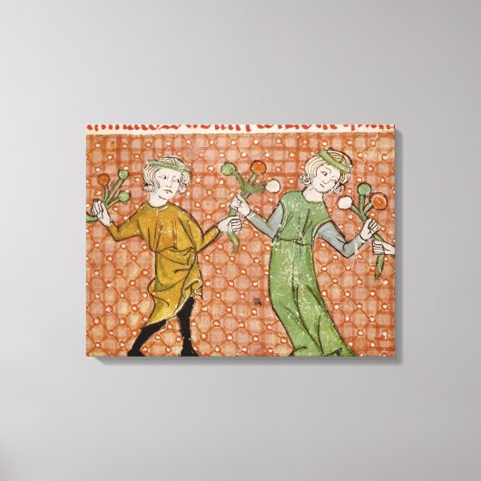 Fol.215v Die Versuchung: Ein tanzendes Paar Leinwanddruck (Vorderseite)