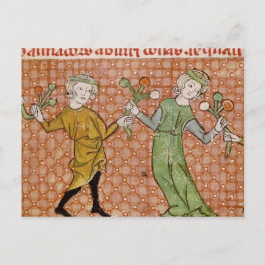 Fol.215v Die Versuchung: Ein tanzendes Paar Postkarte (Vorderseite)