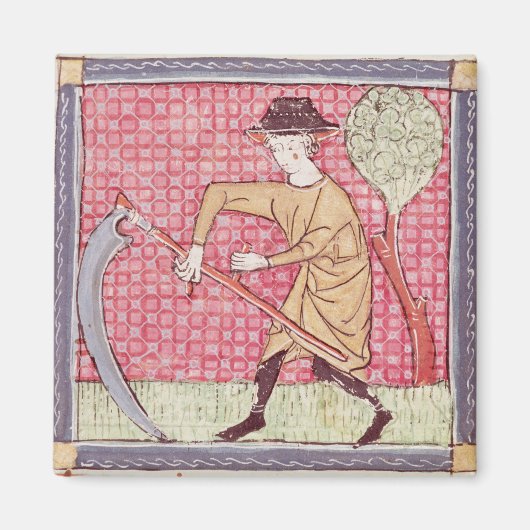 Fol.58v June: Haymaking Magnet (Vorne)