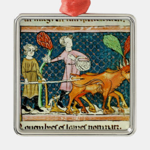 Fol.59r Oktober: Pflügen Silbernes Ornament