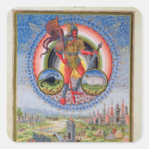 Fol.7v The Planet Mars, von 'De Sphaera', 1470 Quadratischer Aufkleber