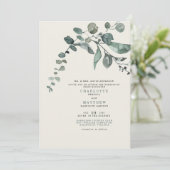 Folage Aquamarin & Cream Wedding Bride Partys Einladung (Stehend Vorderseite)