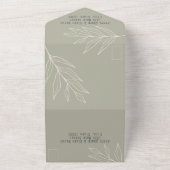 Folage Leaf Line Art Sage, Cream & Navy Boho All In One Einladung (Außenbereich)