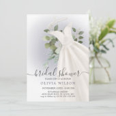 Folage Wedding Dress Bridal Dusche Einladung (Stehend Vorderseite)