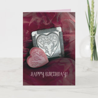 Fold Pink Greeting Card BIRTHDAY hearts add name! Karte