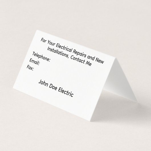 Folded Business Card for Electricians (Vorderseite)