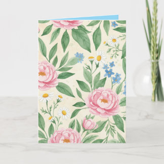 Folded Greeting Card Blank Floral Spring Pattern Karte