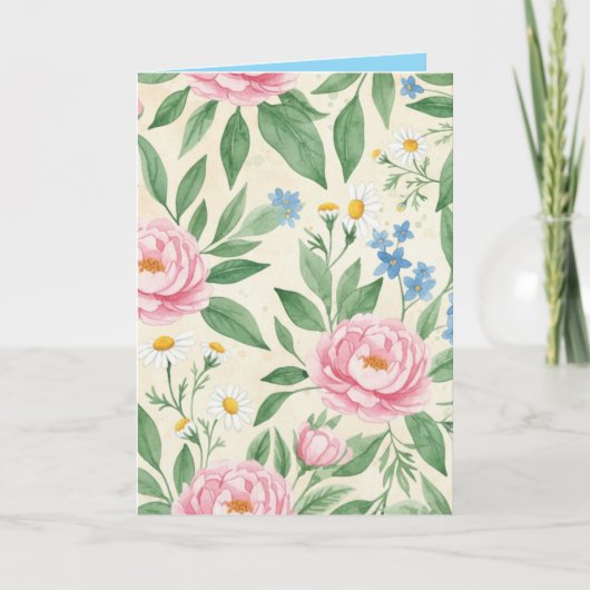 Folded Greeting Card Blank Floral Spring Pattern Karte (Vorderseite)