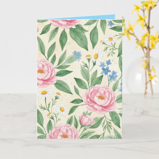 Folded Greeting Card Blank Floral Spring Pattern Karte (Gelbe Blume)