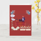Folded Greeting Card deep red Karte (Gelbe Blume)