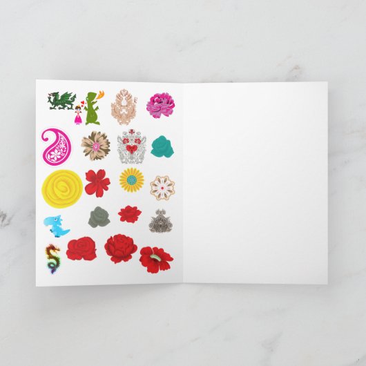 Folded Greeting Cards | Floral Dragon Art Karte (Innenseite)