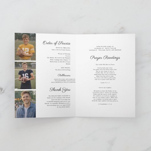 Folded Memorial Program with Photo Cover Karte (Innenseite)