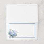 Folded Name Place Card-Blue Hydrangeas Platzkarte (Außenseite Aufgefaltet)
