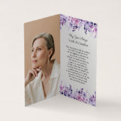 Folded Purple Flower Photo Funeral Prayer Card Visitenkarten (Innenseite)