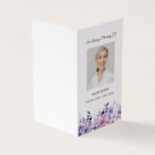 Folded Purple Flower Photo Funeral Prayer Card Visitenkarten (Vorderseite)