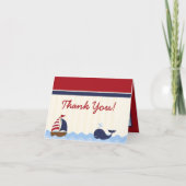 Folded Thank you Card Ahoy Nautical Whale Boat Dankeskarte (Vorderseite)