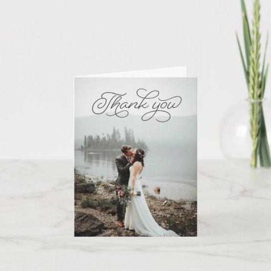 Folded Thank You Card - Black Script Dankeskarte (Vorderseite)