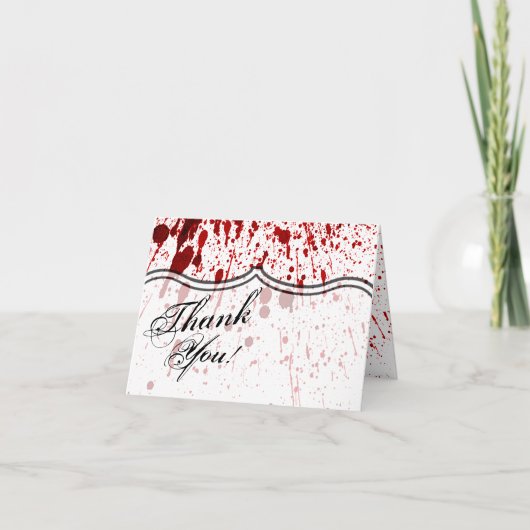 Folded Thank You Card Blood Splatter Vampire Gothi Dankeskarte (Vorderseite)