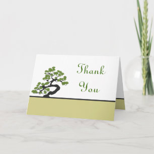 Folded Thank You Card Japanese Green Bonsai Tree O Dankeskarte