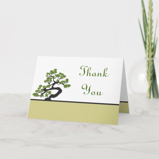 Folded Thank You Card Japanese Green Bonsai Tree O Dankeskarte (Vorderseite)