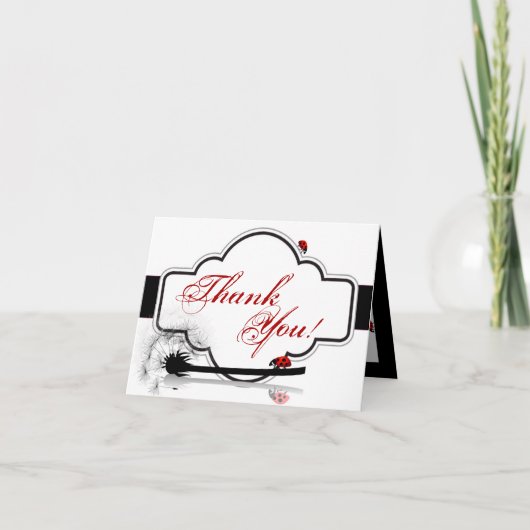 Folded Thank You Card Lady Bug Dandilion Flower Dankeskarte (Vorderseite)