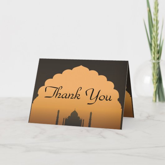 Folded Thank You Card Taj Mahal Sunset Orange Yell Dankeskarte (Vorderseite)