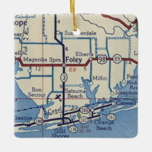 Foley AL Vintag Map Keramikornament
