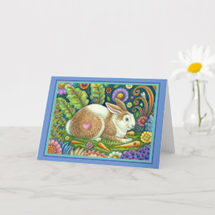 FOLGE ART RABBIT & BLUEBIRD IN SECRET GARDEN Blank Karte