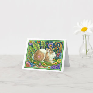 FOLGE ART RABBIT & BLUEBIRD IN SECRET GARDEN Blank Karte