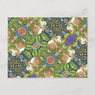 FOLGE ART RABBIT & BLUEBIRD IN SECRET GARDEN POSTKARTE