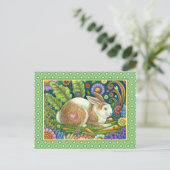 FOLGE ART RABBIT & BLUEBIRD IN SECRET GARDEN POSTKARTE (Stehend Vorderseite)