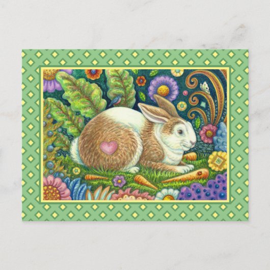 FOLGE ART RABBIT & BLUEBIRD IN SECRET GARDEN POSTKARTE (Vorderseite)