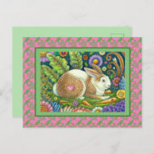 FOLGE ART RABBIT & BLUEBIRD IN SECRET GARDEN POSTKARTE (Vorne/Hinten)