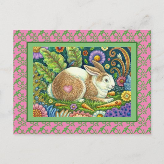 FOLGE ART RABBIT & BLUEBIRD IN SECRET GARDEN POSTKARTE (Vorderseite)