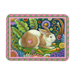 FOLGE ART RABBIT, BLUEBIRD, WHIMSICAL SECRET GARDE MAGNET