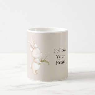 Folge Deinem Herzen Hase Rosa Schleife Kaffeetasse