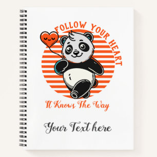 Folge Deinem Herzen Panda Süß Inspirierend Notizblock