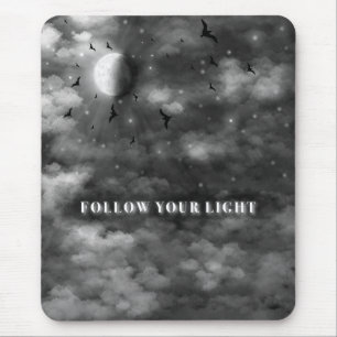Folge deinem Licht Himmelsmond und Wolkenmaus Mousepad