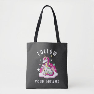 Folge deinen Träumen, die mein Einhorn zum Geburts Tasche