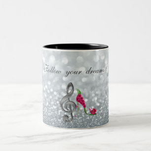 Folge deinen Träumen, Glittery, Absätze, Violinsch Zweifarbige Tasse