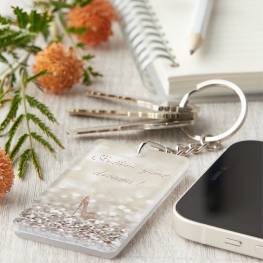 Folge deinen Träumen, Glittery, Bokeh, Heelsen, Schlüsselanhänger (Vorderseite rechts)