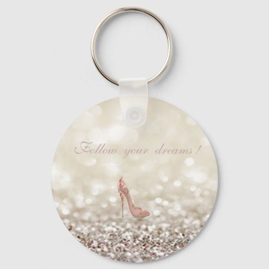 Folge deinen Träumen, Glittery, Bokeh, Heelsen, Schlüsselanhänger (Vorderseite)