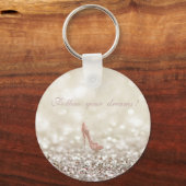 Folge deinen Träumen, Glittery, Bokeh, Heelsen, Schlüsselanhänger (Vorderseite)