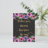 "Folge deinen Träumen, sie kennen den Weg" Zitat Postkarte (Stehend Vorderseite)