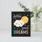 Folge deinen Träumen | Wolke und Mond Postkarte (Stehend Vorderseite)
